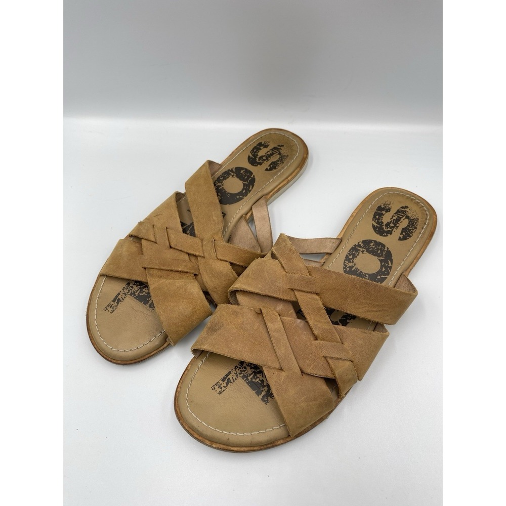 Sorel Ella Slide Sandal Women's Tan Leather Size 7.5